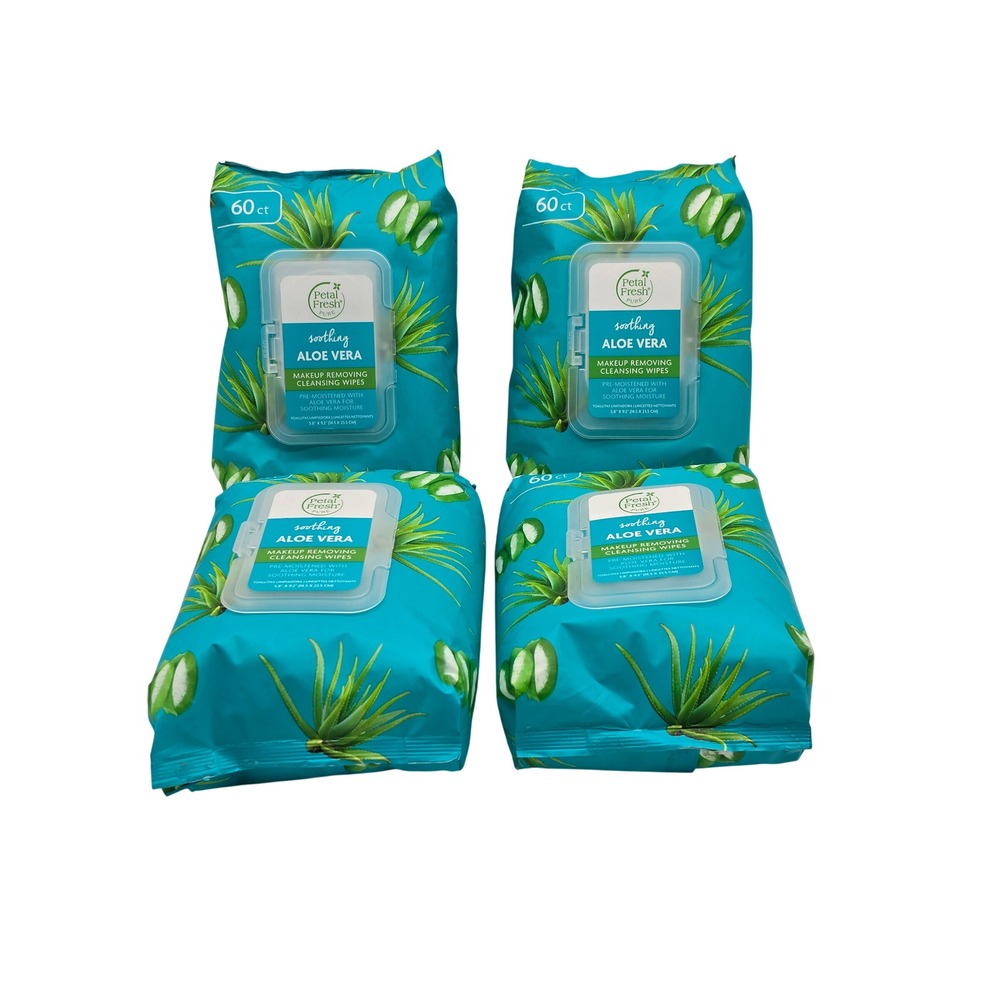 Petal Fresh Pure Aloe Vera Makeup Removing Wipes 4 Pack 240ct Total Soothing New